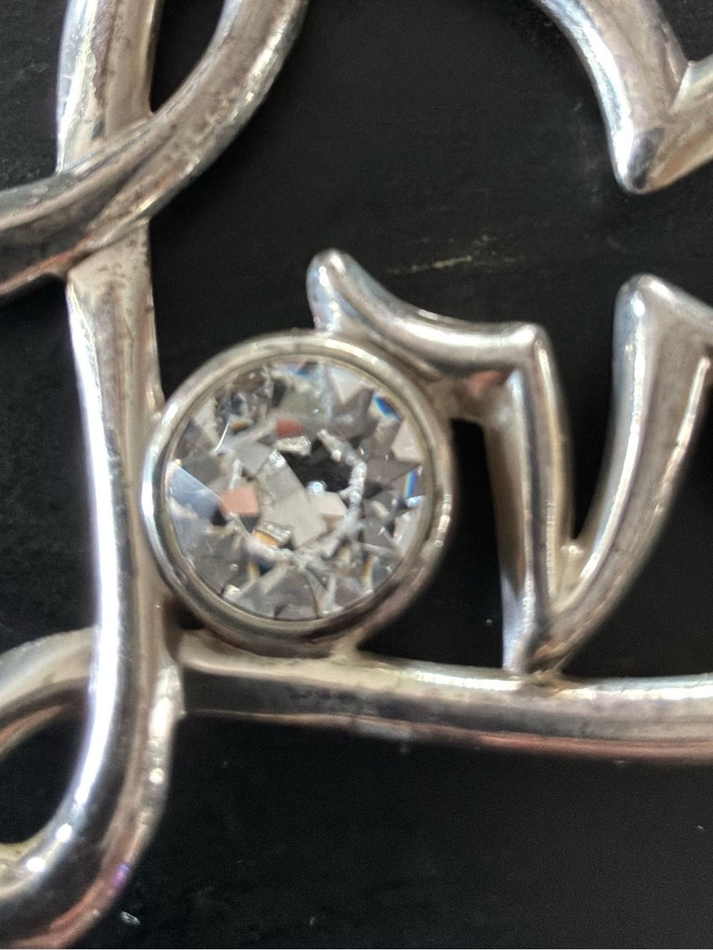Brighton Silver 'Love' Heart Key Ring with Crystal Accent - Picture 2 of 3